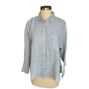 JAMES PERSE Chambray Blue Linen Long Sleeve Button Down Shirt Women's Size 1